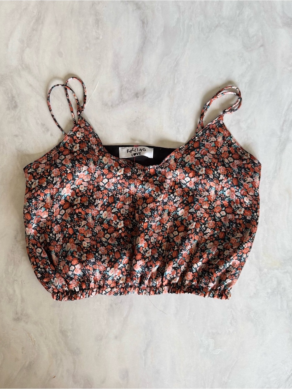 Coral Floral Cropped Cami size small women’s casual summer wear boho